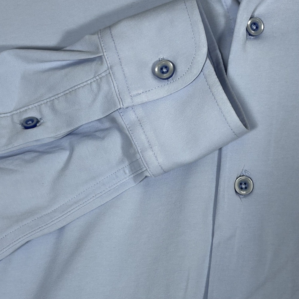 Dstrct & Row Men's Size Large Slim Blue Dress Shirt Long Sleeve Button Up - Picture 4 of 7